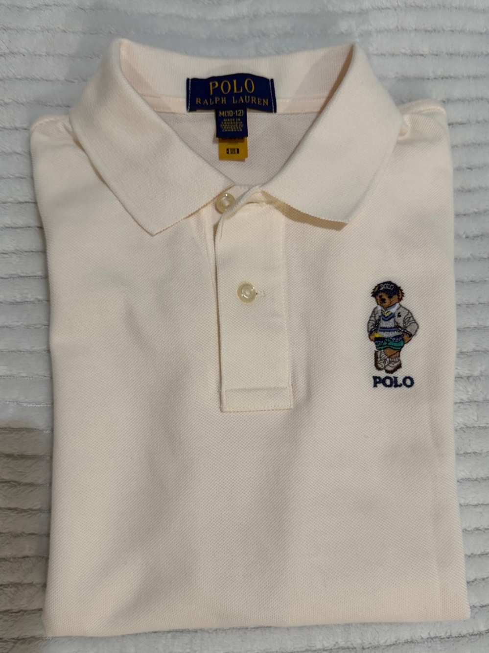 Polo by Ralph Lauren Kids Cream Polo with Embroidered Bear